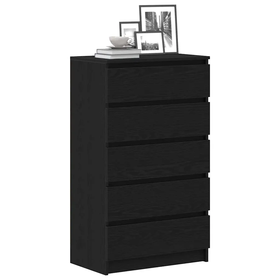 Meuble à tiroirs en chêne noir 60x36x103 cm bois d'ingénierie - 4