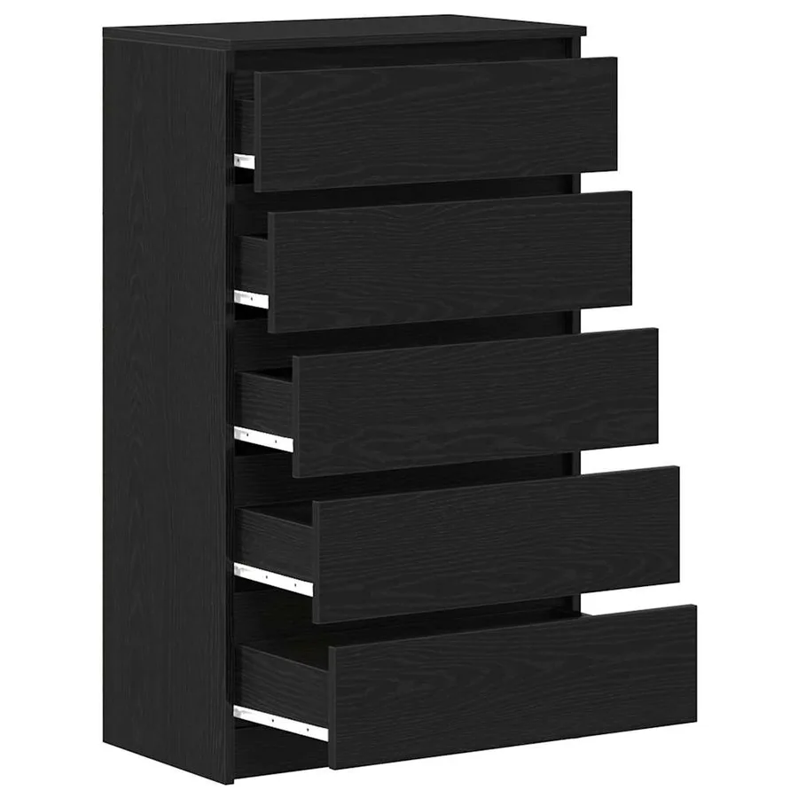 Meuble à tiroirs en chêne noir 60x36x103 cm bois d'ingénierie - 5