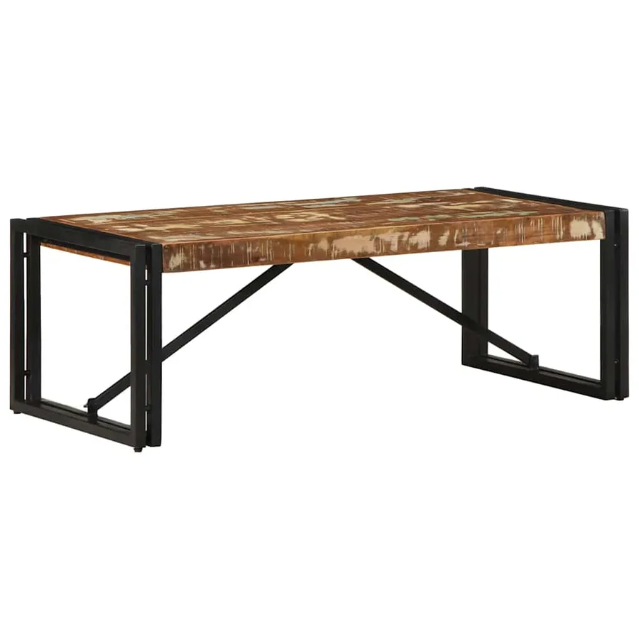 Table basse multicolore 100x50x35cm bois de récupération massif - 10