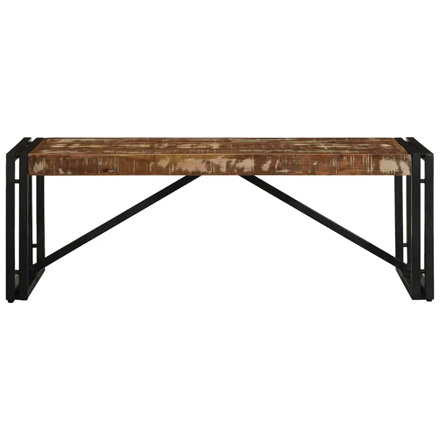 Table basse multicolore 100x50x35cm bois de récupération massif - 2