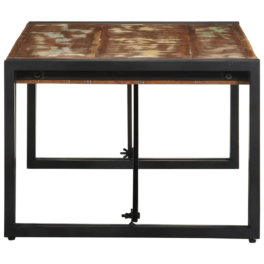 Table basse multicolore 100x50x35cm bois de récupération massif - 3