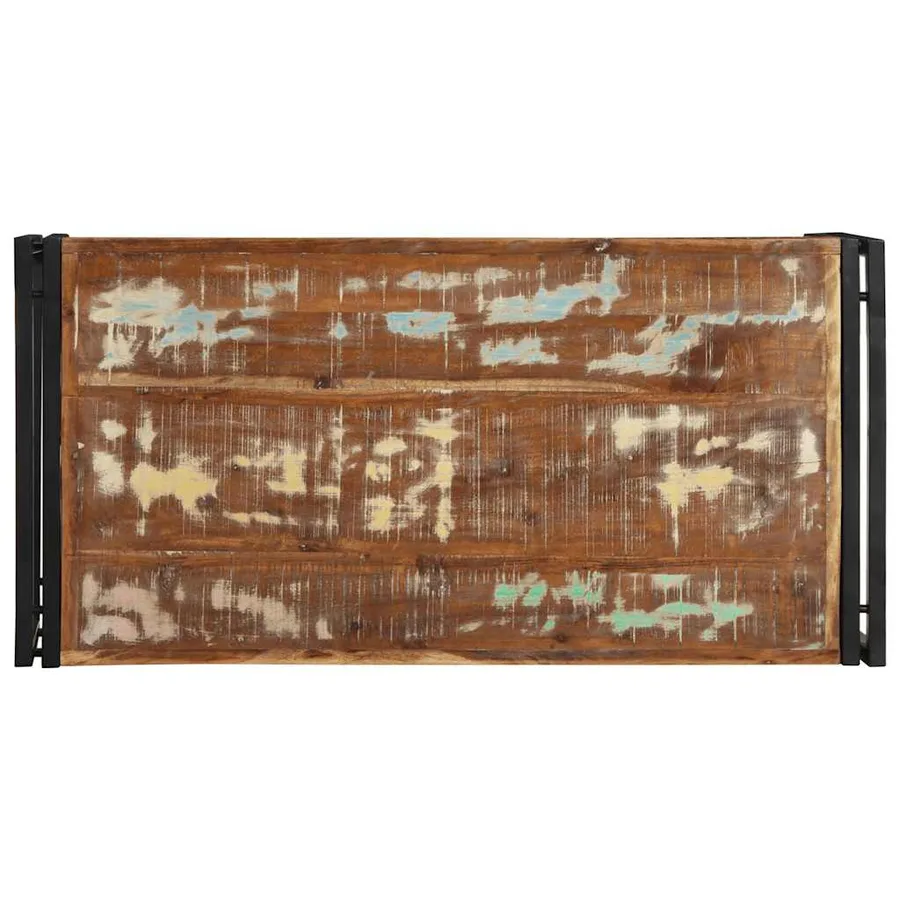 Table basse multicolore 100x50x35cm bois de récupération massif - 4