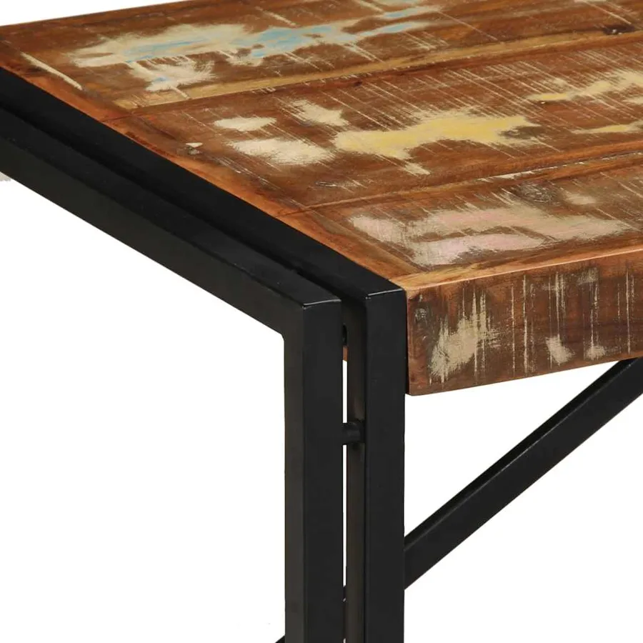 Table basse multicolore 100x50x35cm bois de récupération massif - 5