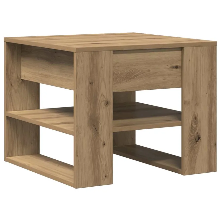Table basse chêne artisanal 55,5x55x45 cm bois d'ingénierie - 2