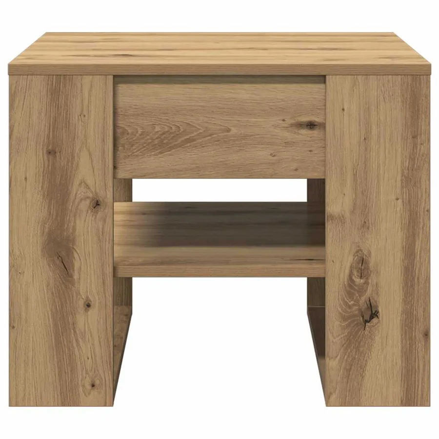 Table basse chêne artisanal 55,5x55x45 cm bois d'ingénierie - 4