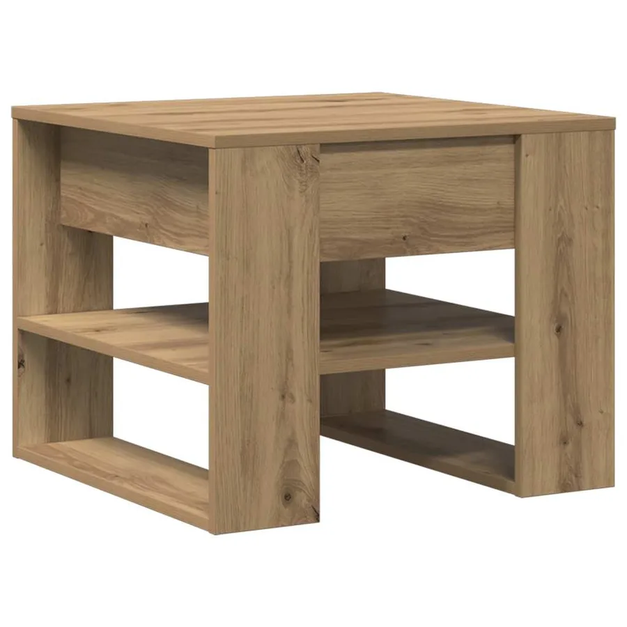 Table basse chêne artisanal 55,5x55x45 cm bois d'ingénierie - 6