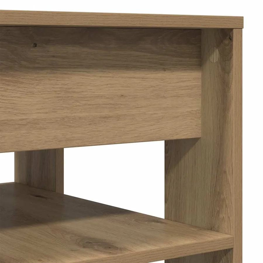 Table basse chêne artisanal 55,5x55x45 cm bois d'ingénierie - 7