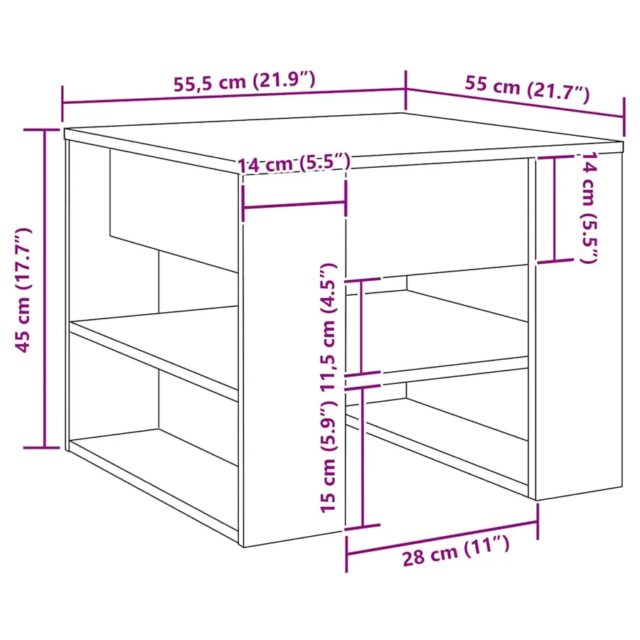 Table basse chêne artisanal 55,5x55x45 cm bois d'ingénierie - 9
