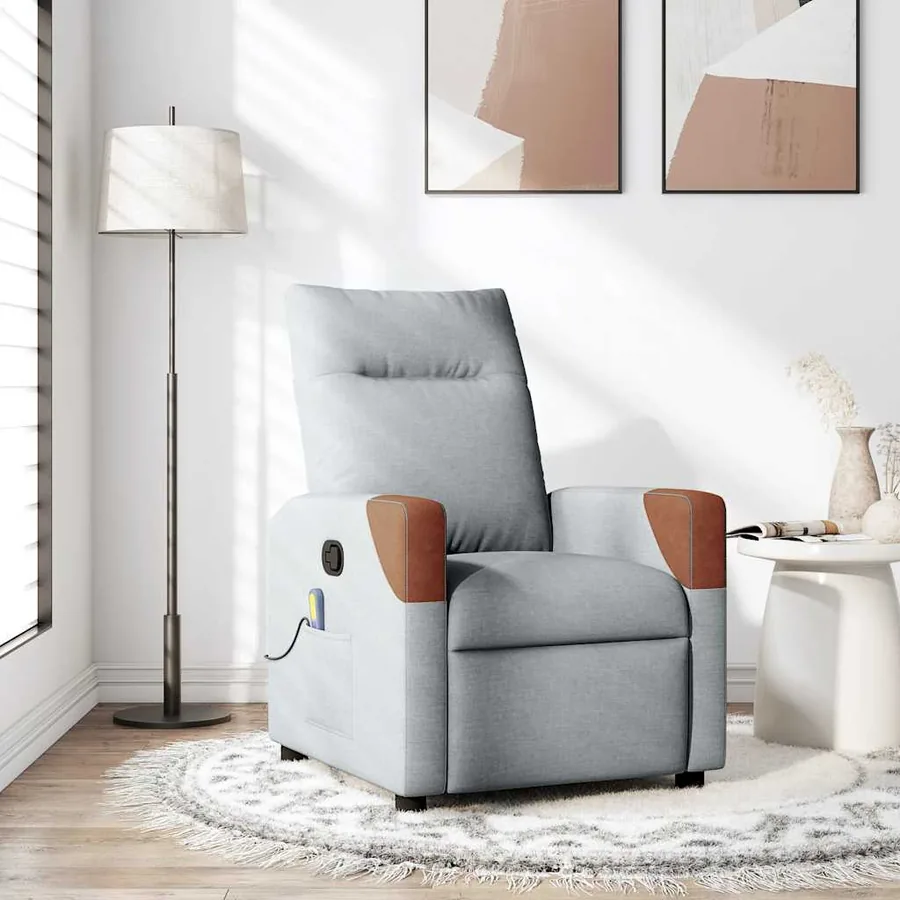 Fauteuil de massage inclinable Gris clair Tissu