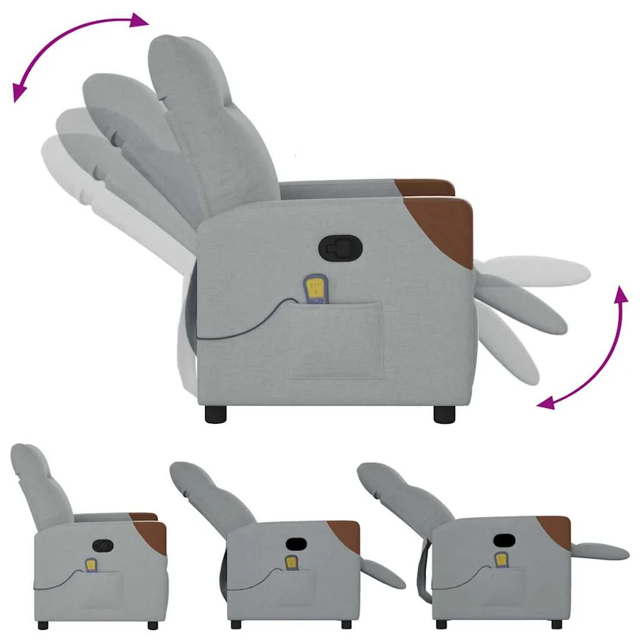 Fauteuil de massage inclinable Gris clair Tissu - 6