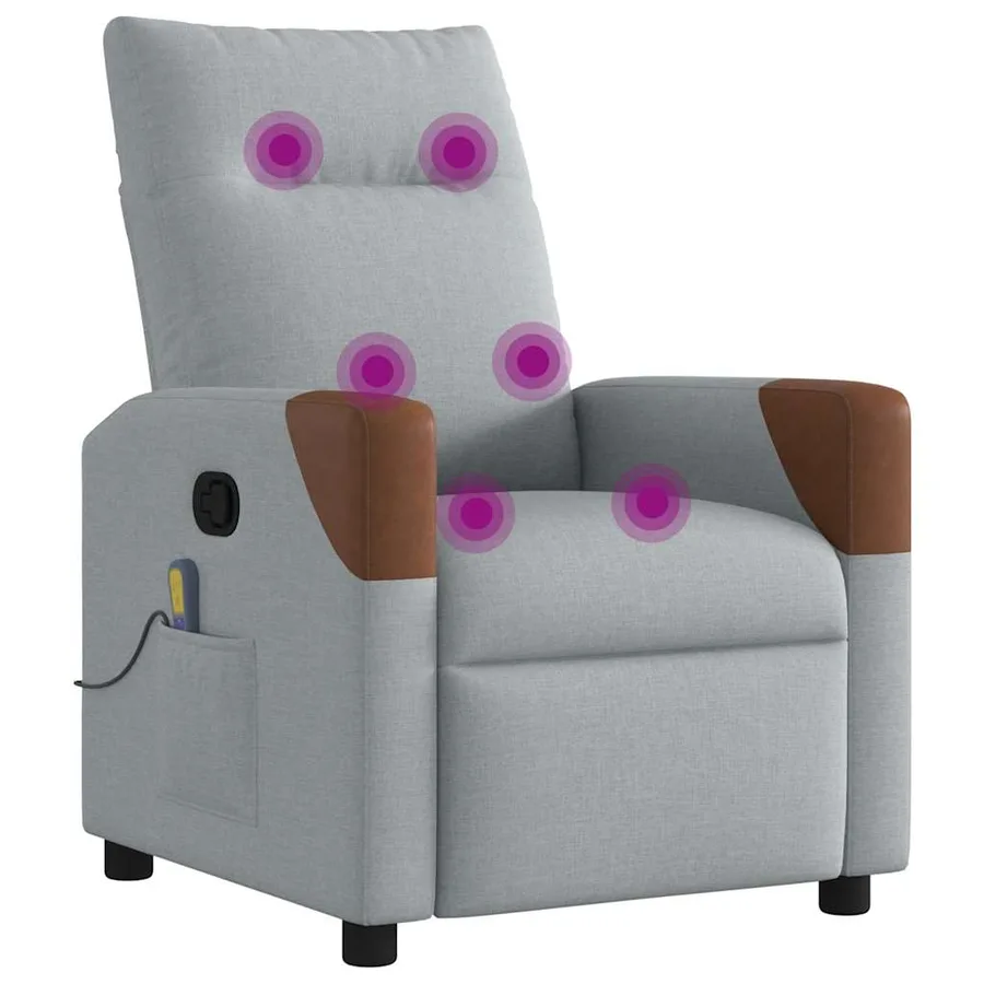 Fauteuil de massage inclinable Gris clair Tissu - 7