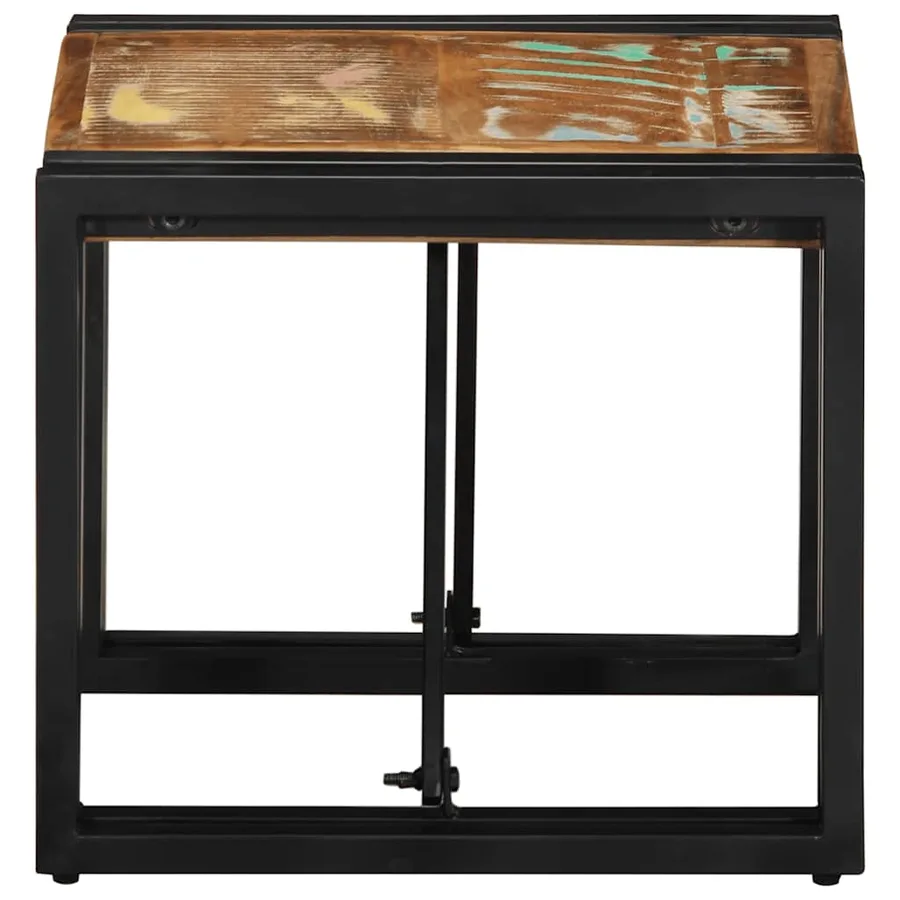 Table basse multicolore 40x40x35 cm bois de récupération massif - 3