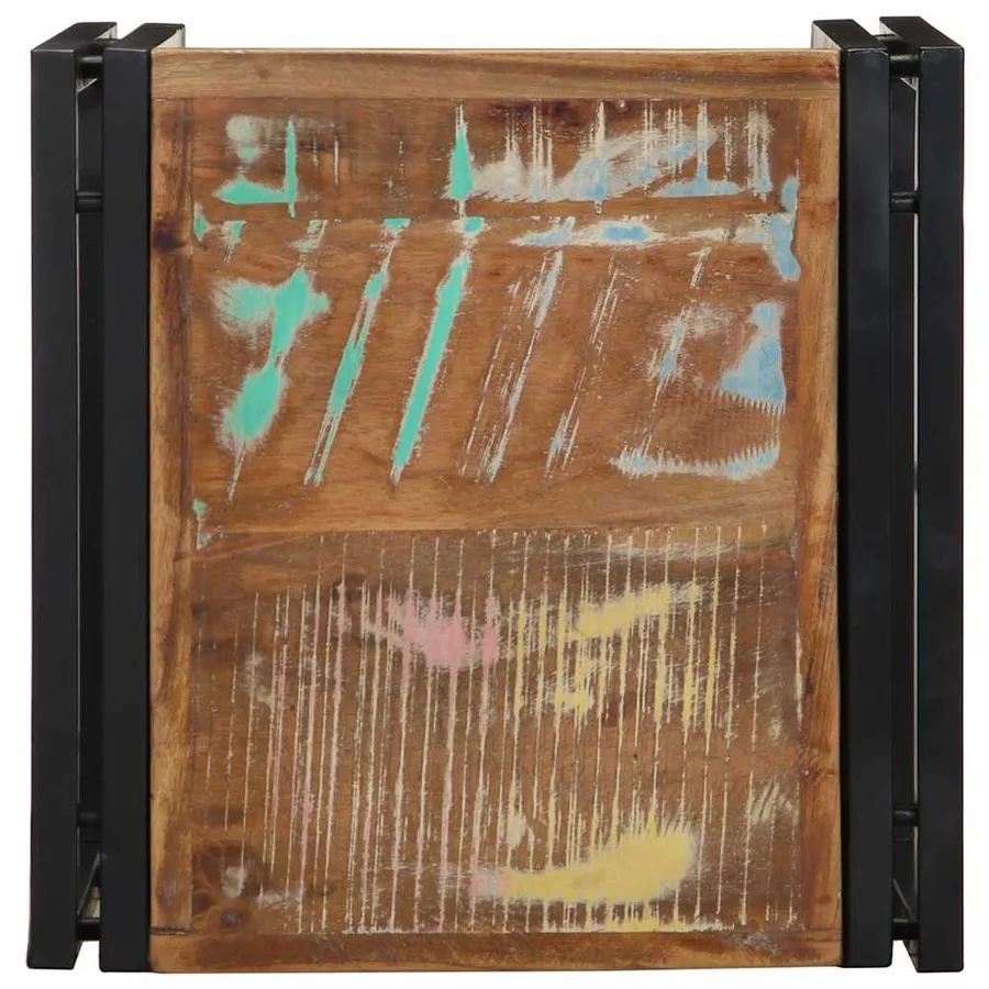 Table basse multicolore 40x40x35 cm bois de récupération massif - 4