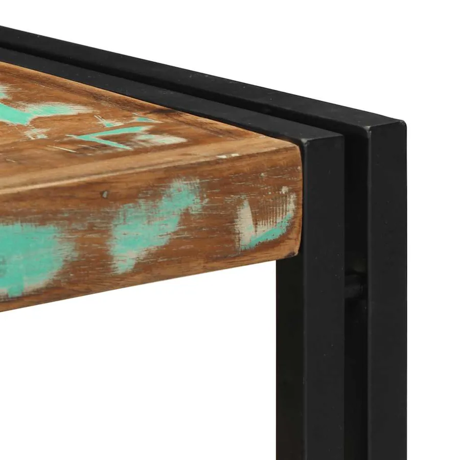 Table basse multicolore 40x40x35 cm bois de récupération massif - 5