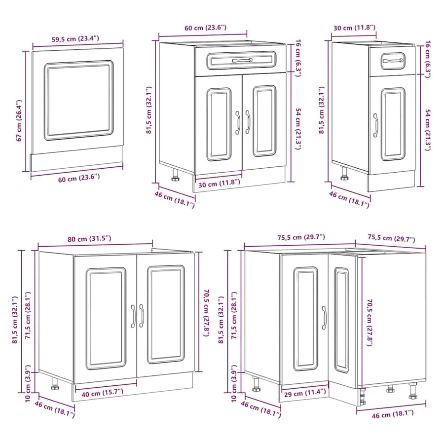 Ensemble d'armoires de cuisine 11 pcs Lucca bois d'ingénierie - 10