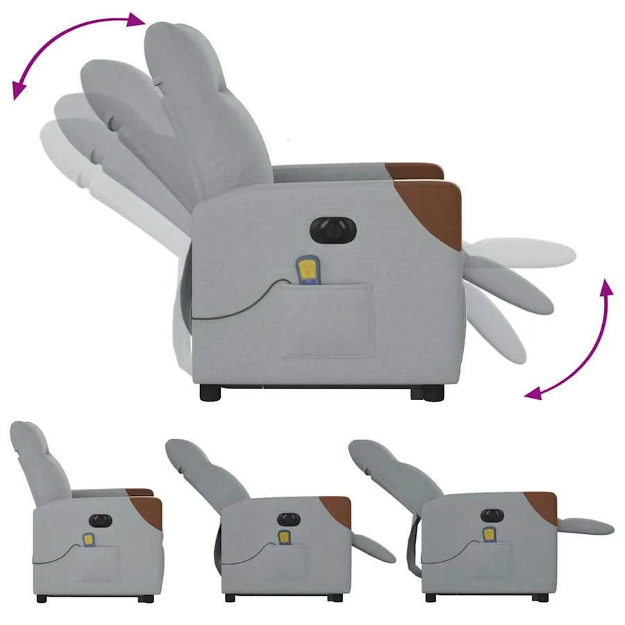 Fauteuil inclinable de massage électrique Gris clair Tissu - 10