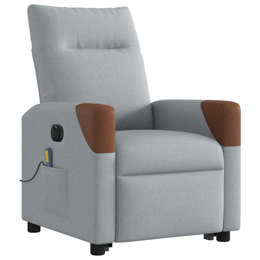 Fauteuil inclinable de massage électrique Gris clair Tissu - 4