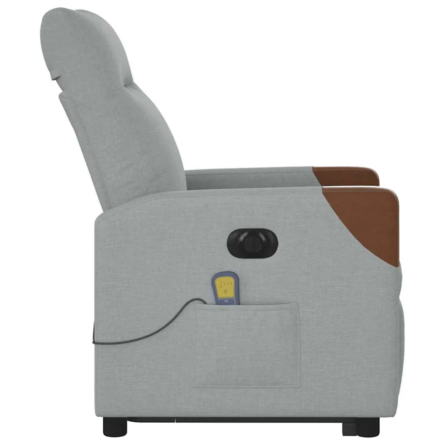 Fauteuil inclinable de massage électrique Gris clair Tissu - 6