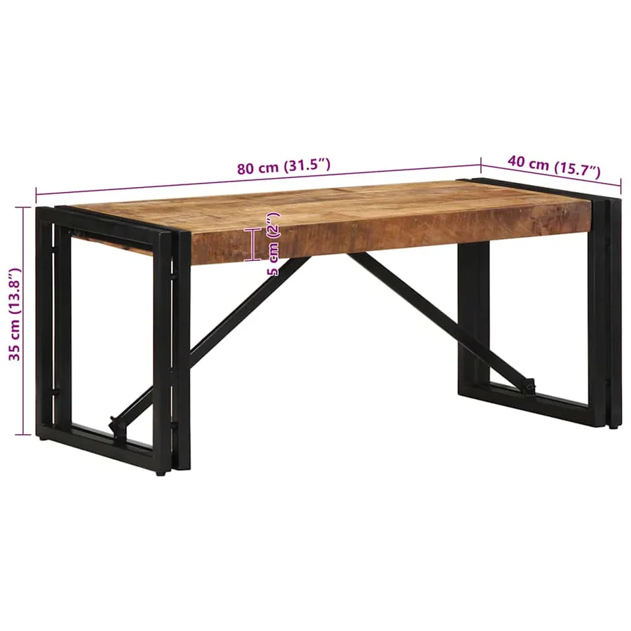 Table basse 80x40x35 cm bois de manguier massif brut - 9