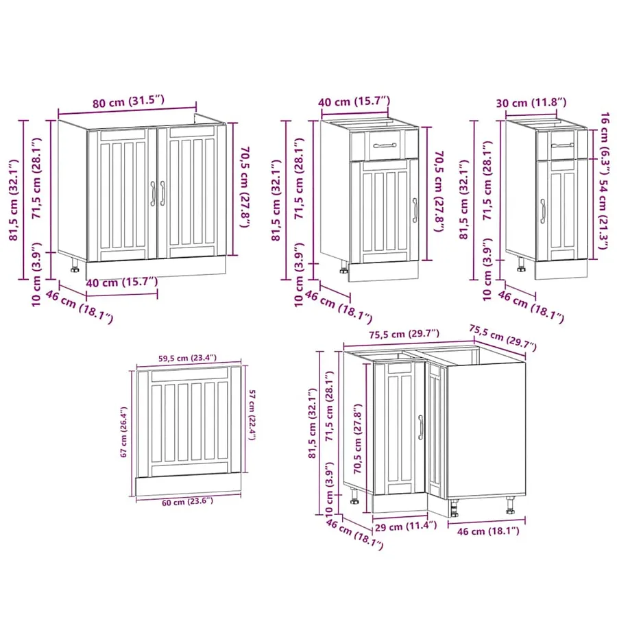 Ensemble d'armoires de cuisine 11 pcs Lucca bois d'ingénierie - 10