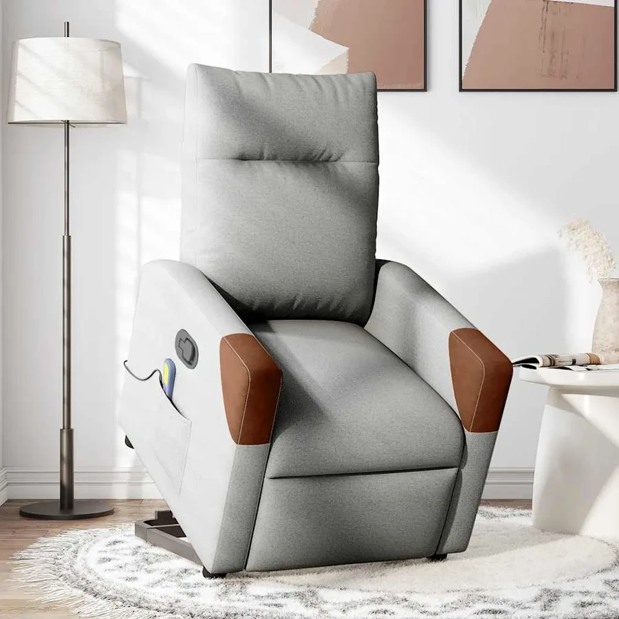 Fauteuil de massage inclinable gris nuage tissu - 2