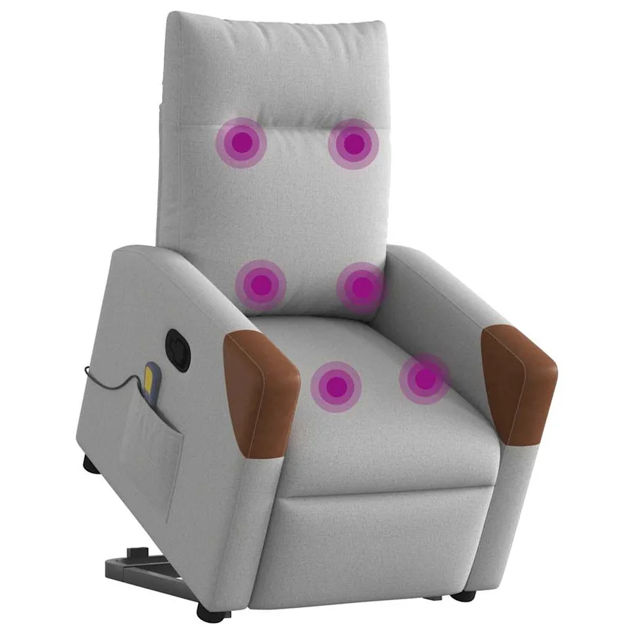 Fauteuil de massage inclinable gris nuage tissu - 3