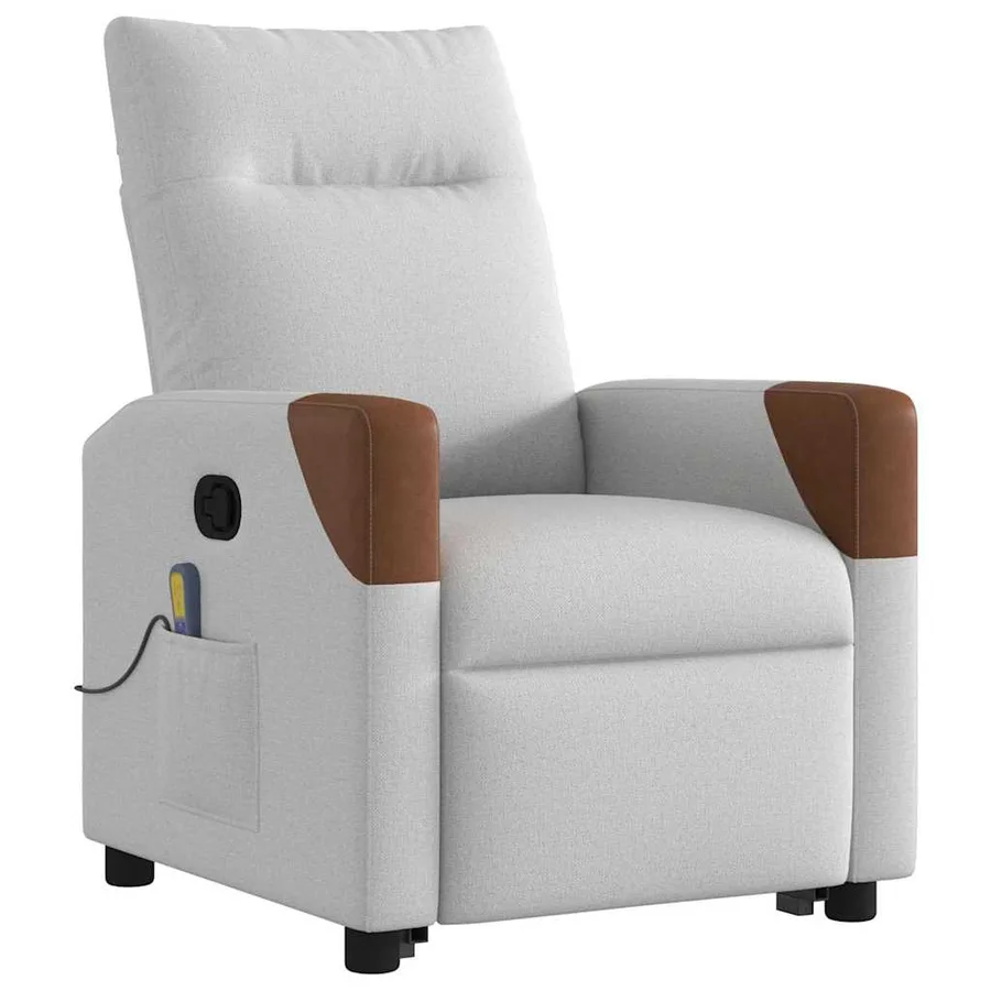 Fauteuil de massage inclinable gris nuage tissu - 4
