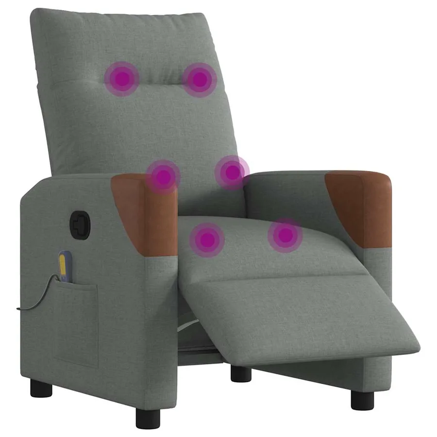 Fauteuil inclinable de massage électrique gris foncé tissu - 3