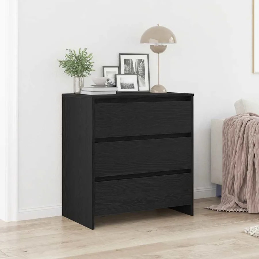 Buffet en chêne noir 70 x 41 x 75 cm bois d'ingénierie
