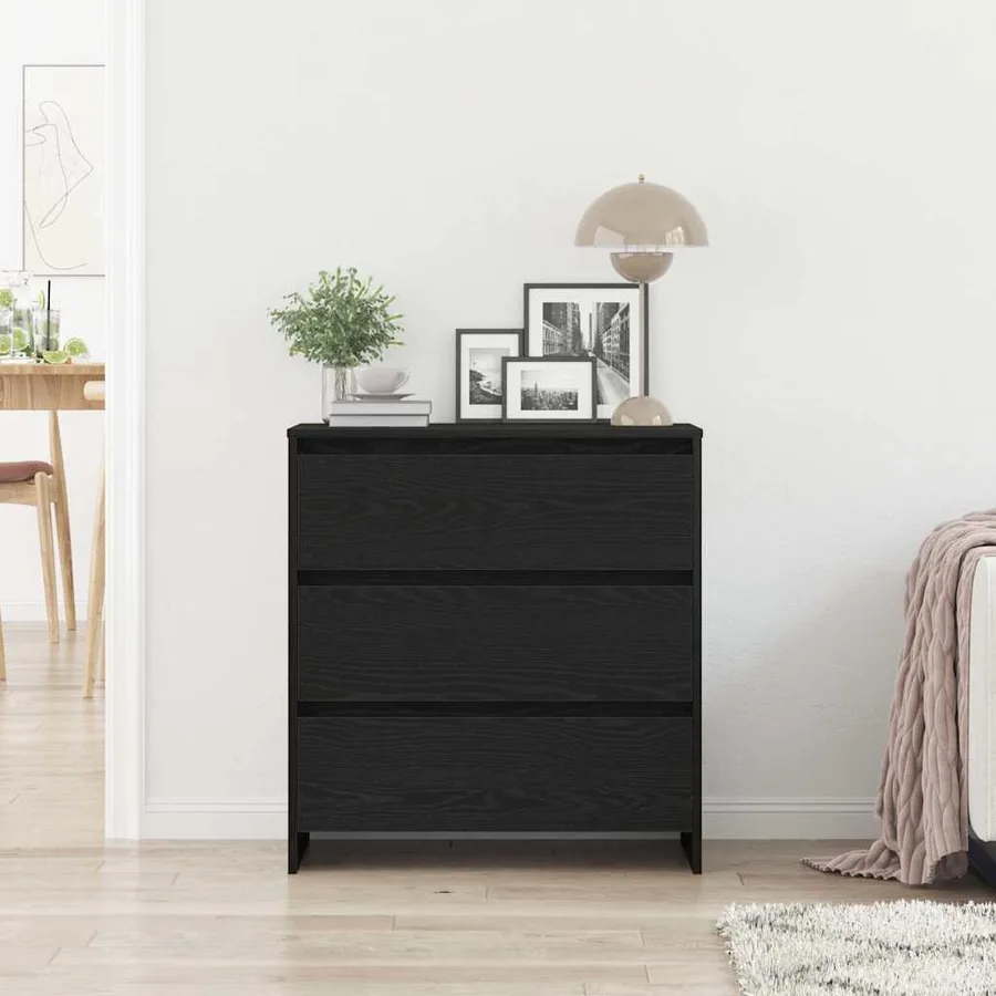 Buffet en chêne noir 70 x 41 x 75 cm bois d'ingénierie - 3