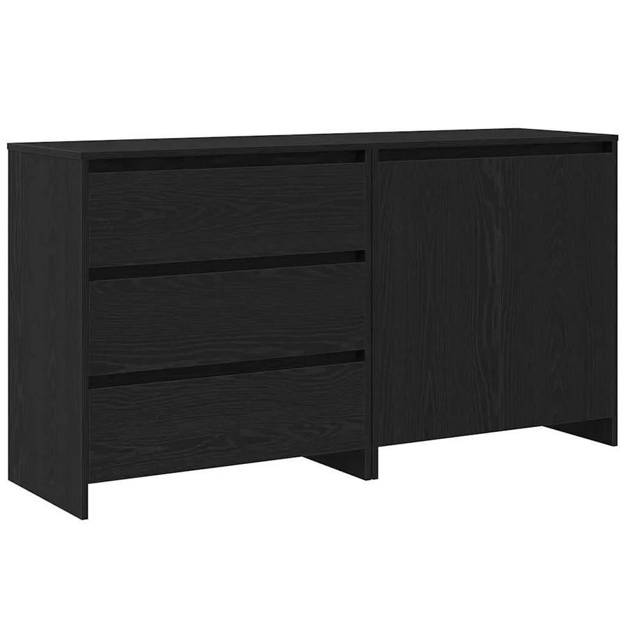 Buffet avec tiroir 2 pcs Noir 70 x 41 x 75 cm Bois d'ingénierie - 2