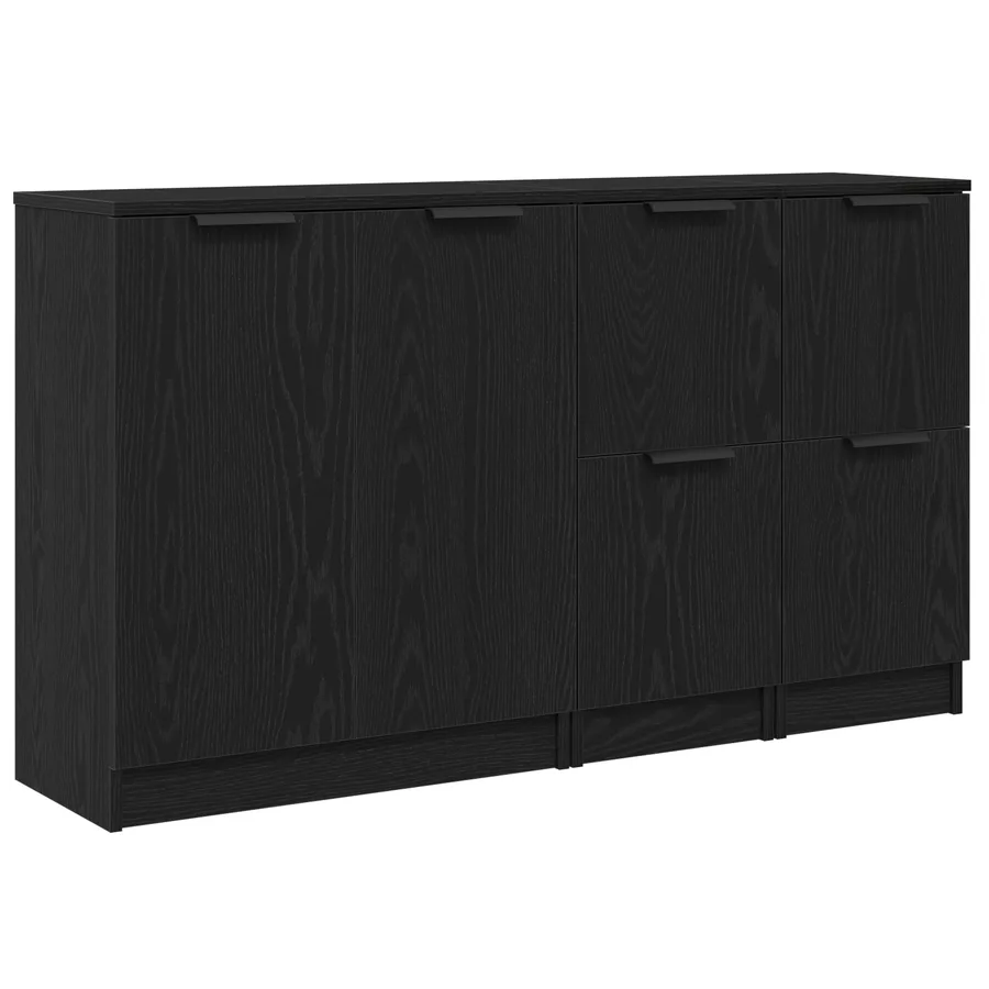 Buffet 3 pcs Chêne noir Bois d'ingénierie - 2