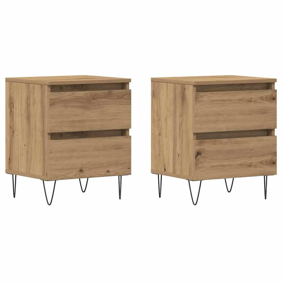 Cabinet de chevet 2 pc chêne artisanal 40 x 35 x 50 cm - 2