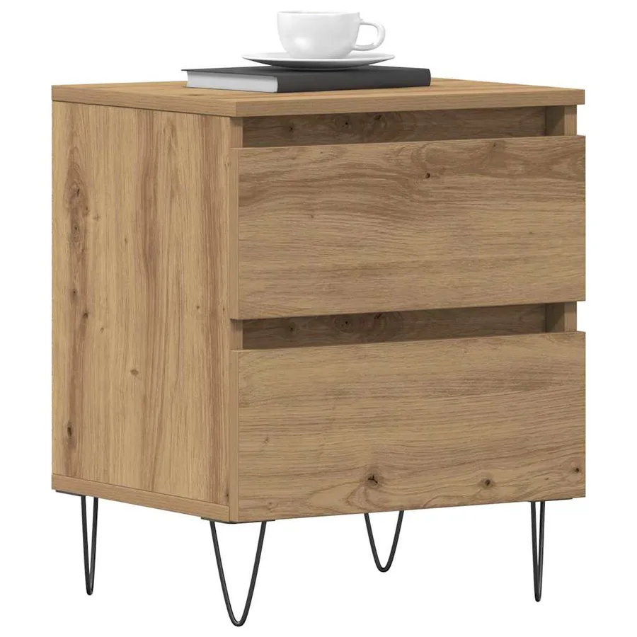 Cabinet de chevet 2 pc chêne artisanal 40 x 35 x 50 cm - 3