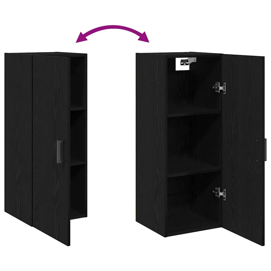 Armoire murale en chêne noir 34,5 x 34 x 90 cm Bois d'ingénierie - 9