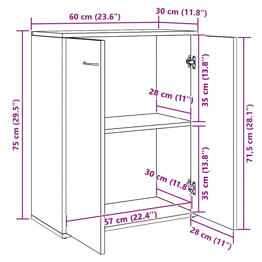 Buffet vieux bois 60x30x75 cm bois d'ingénierie - 10