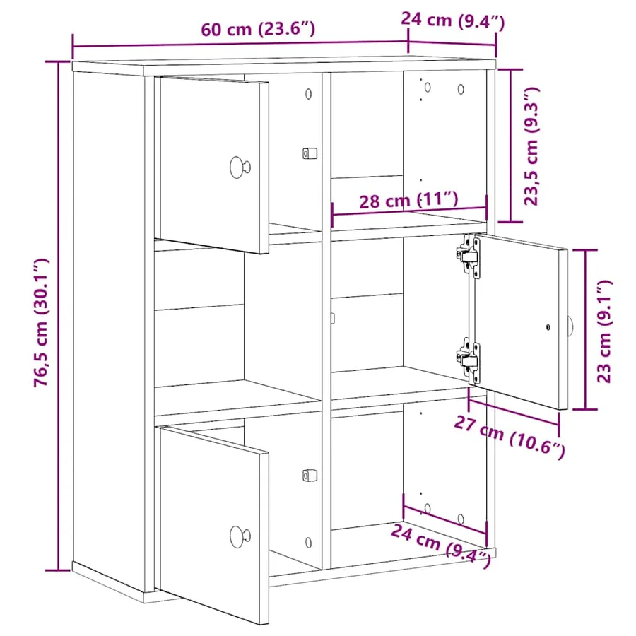 Bibliothèque vieux bois 60x24x76,5 cm bois d'ingénierie - 11