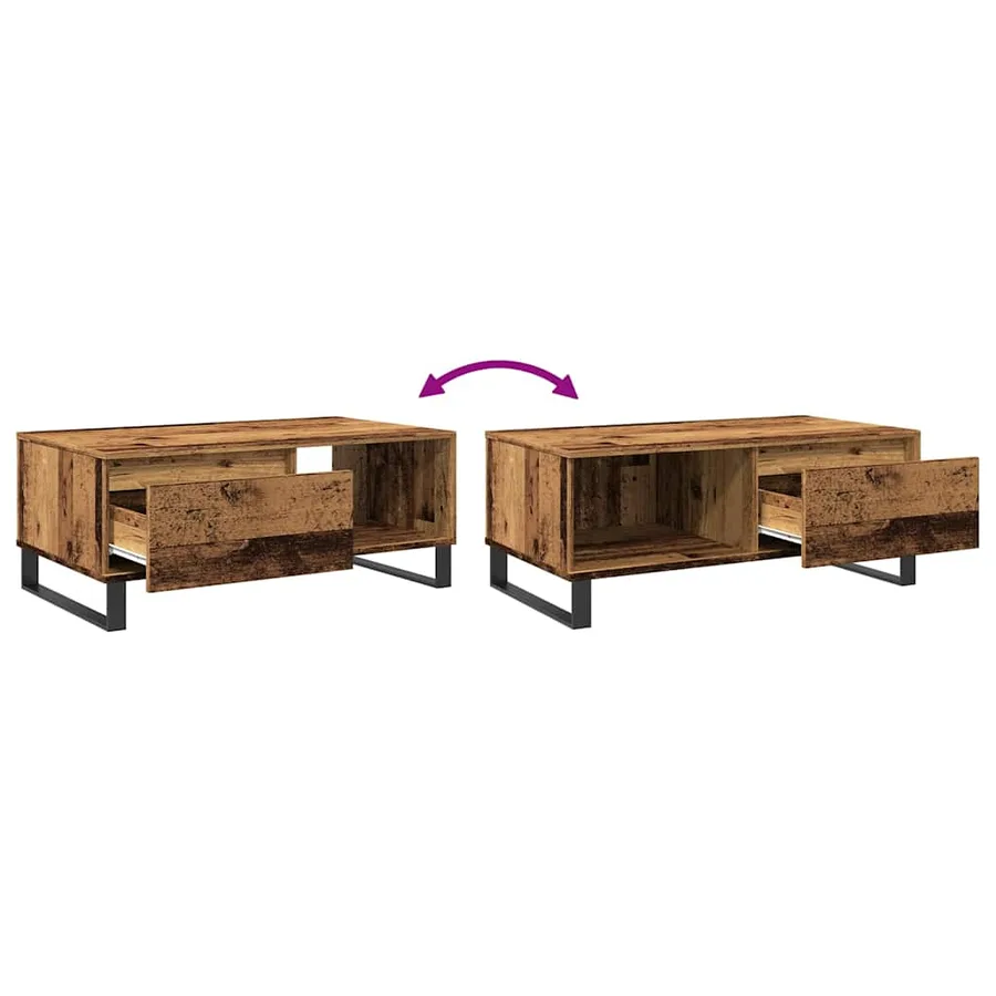 Table basse vieux bois 90x50x36,5 cm bois d'ingénierie - 8
