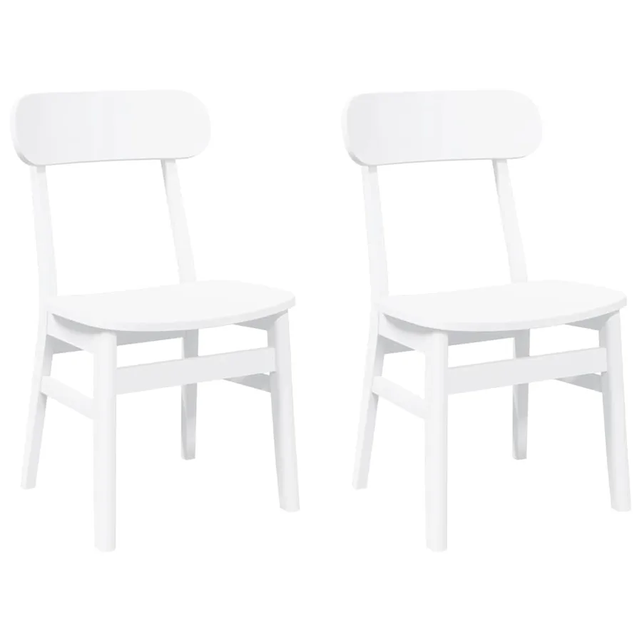 Chaises à manger 2 pcs blanc bois massif caoutchouc - 2