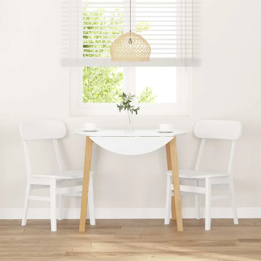 Chaises à manger 2 pcs blanc bois massif caoutchouc - 3