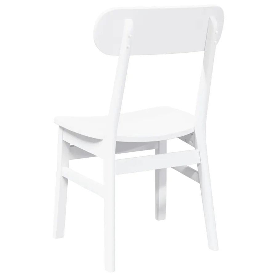 Chaises à manger 2 pcs blanc bois massif caoutchouc - 7