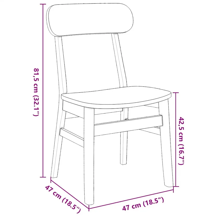 Chaises à manger 2 pcs blanc bois massif caoutchouc - 9