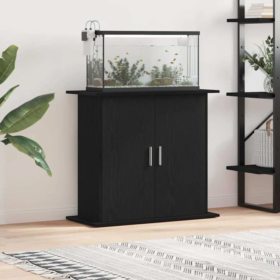 Support d'aquarium Chêne noir 81x36x73 cm Bois d'ingénierie