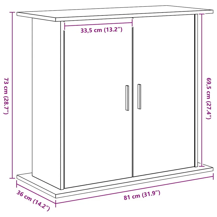 Support d'aquarium Chêne noir 81x36x73 cm Bois d'ingénierie - 11