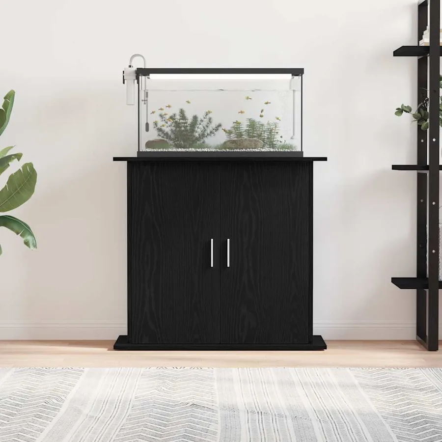 Support d'aquarium Chêne noir 81x36x73 cm Bois d'ingénierie - 3