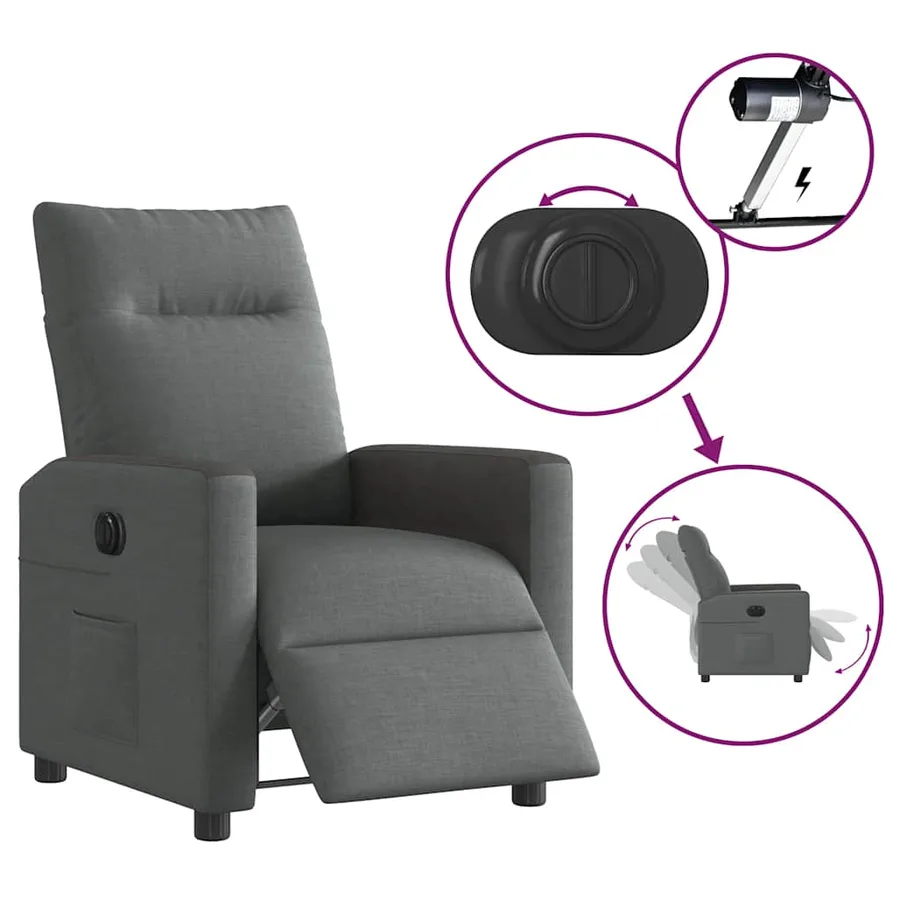 Fauteuil inclinable électrique Gris foncé Tissu - 9