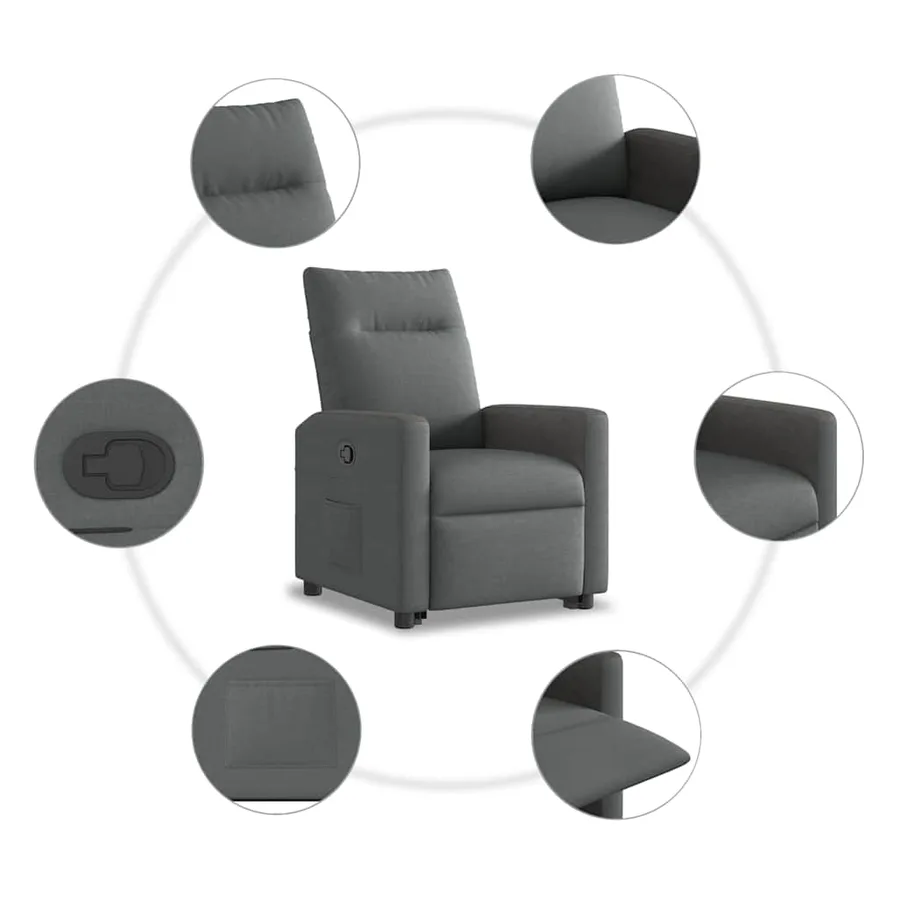 Fauteuil inclinable Gris foncé Tissu - 10