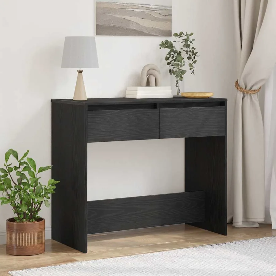Table console chêne noir 89x41x76,5 cm bois d'ingénierie