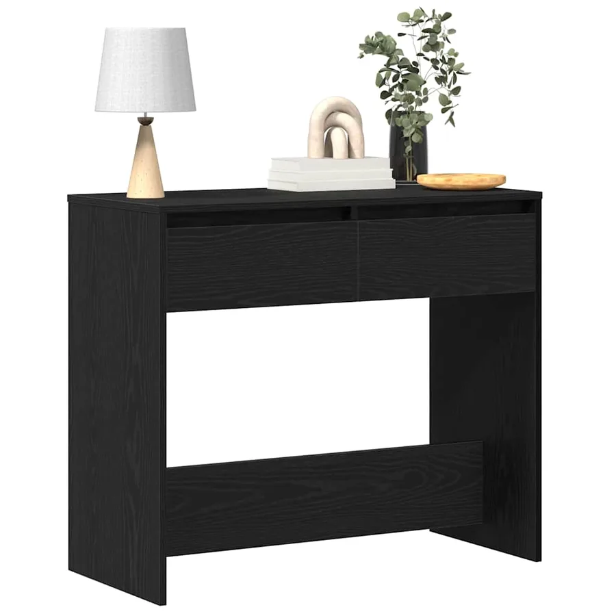 Table console chêne noir 89x41x76,5 cm bois d'ingénierie - 4