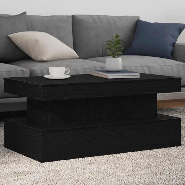 Table basse avec lumières LED chêne noir 90x50x40 cm